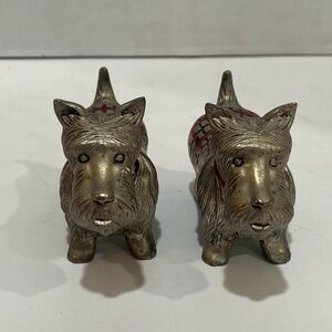 JEFFREY BANKS Scottie Dog Silver-Plated Pewter Salt & Pepper Shakers Christmas